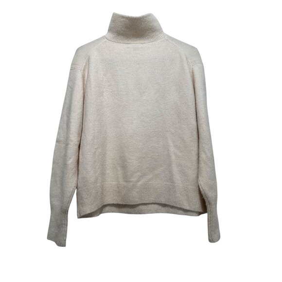 J.Crew Merino Wool Alpaca Funnel Neck Sweater Womens Small Cream Fleece Preppy - Picture 3 of 12